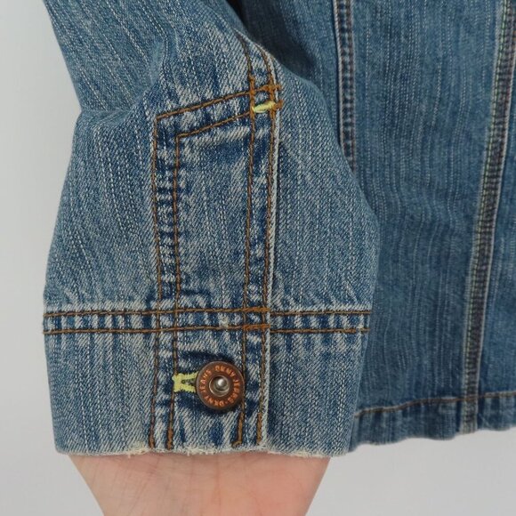 DKNY Jeans Women Small Blue Denim Jean Jacket Collar Button Pockets Cotton Y2K - Picture 6 of 10